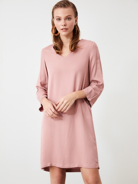 

TRENDYOL COLLECTION Women Pink Solid A-Line Dress
