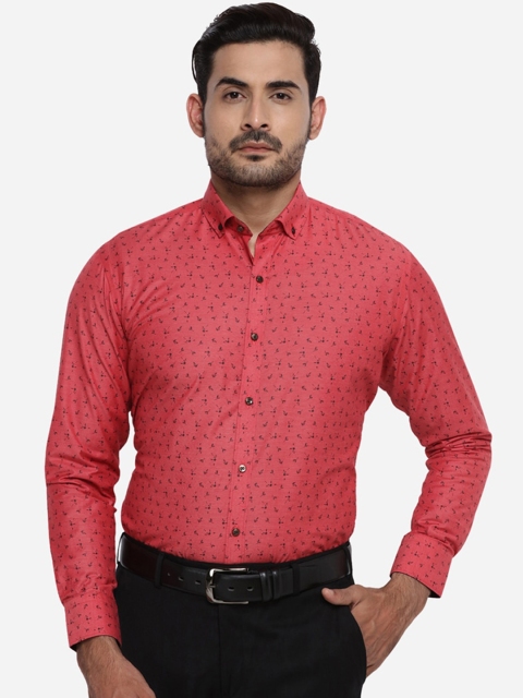 

Greenfibre Men Coral Slim Fit Printed Formal Shirt