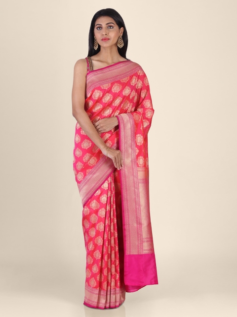 

Shruti and Mangaaysh Pink Silk Blend Woven Design Banarasi Saree