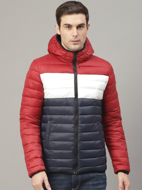 

LINDBERGH Men Red & Navy Blue Colourblocked Puffer Jacket