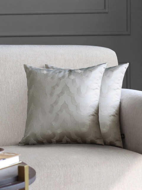 

GM Set Of 2 Silver-Coloured Embroidered Cushion Covers