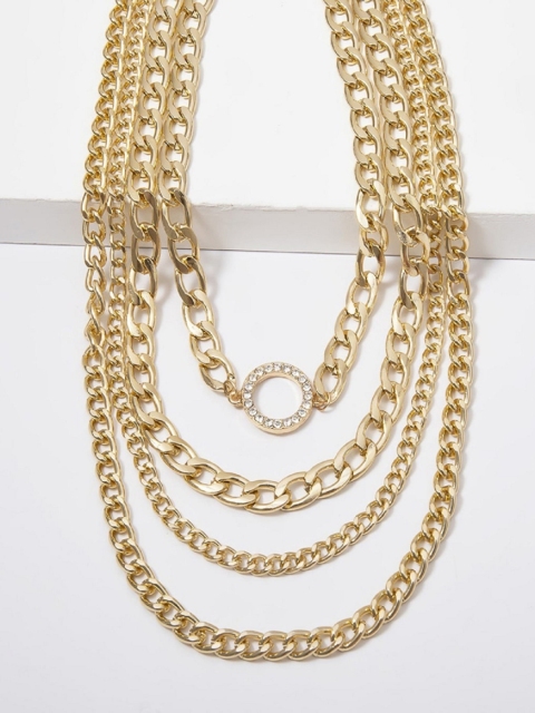 

ToniQ Gold-Plated Gaga Bold Multilayered Mixed Chain Statement Necklace