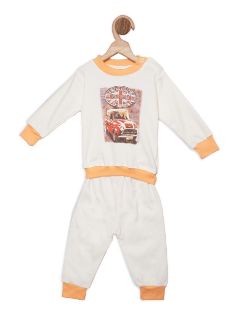 

YK Unisex Kids Orange & White Printed Clothing Set