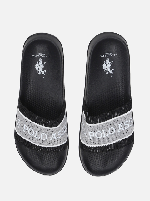 

U.S. Polo Assn. Men Grey & Black Printed Sliders