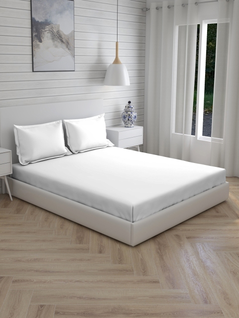

Boutique Living India White Solid 600 TC Cotton 1 King Bedsheet with 2 Pillow Covers