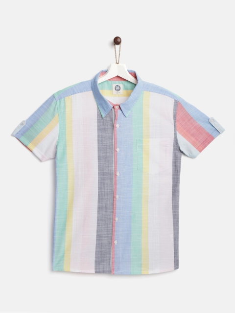 

YK Boys Multicoloured Regular Fit Striped Pure Cotton Casual Shirt, Multi