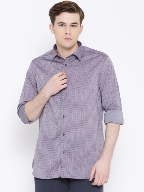 

Blackberrys Grey Printed Slim Casual Shirt