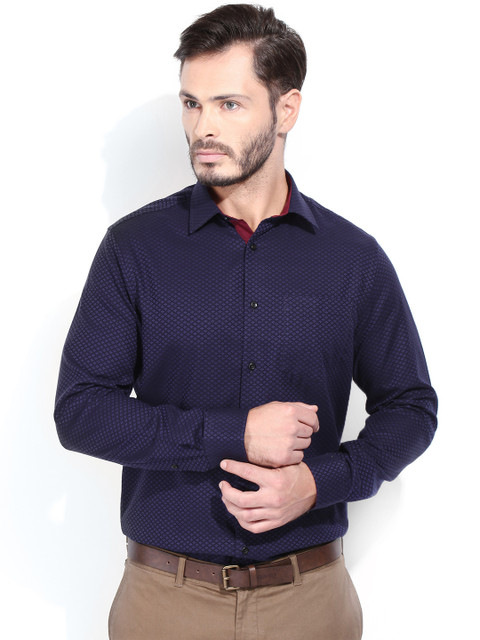 

Blackberrys Blue Printed Slim Fit Formal Shirt