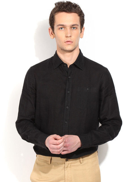 

Blackberrys Black Linen Slim Fit Formal Shirt