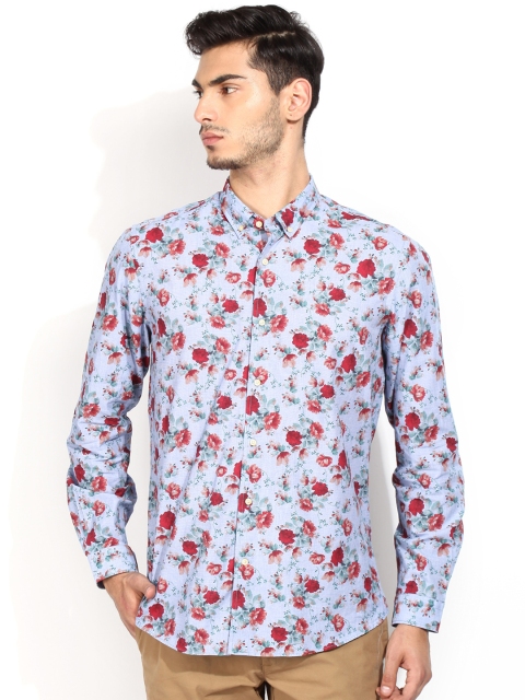 

Blackberrys Blue Floral Print Slim Fit Casual Shirt