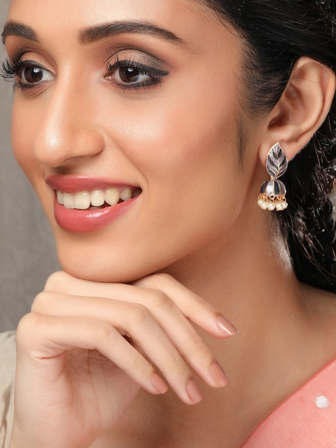 

Rubans Rose Gold & Pink Dome Shaped Jhumkas