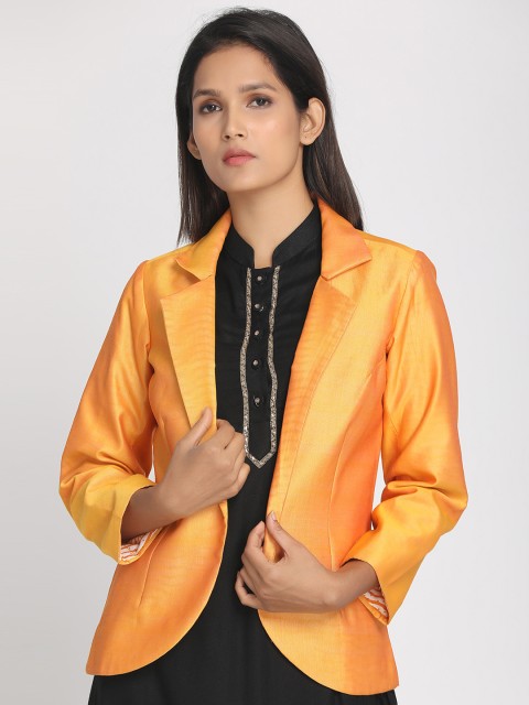 

Nakshi Women Orange Solid Lightweight Tailored Jacket