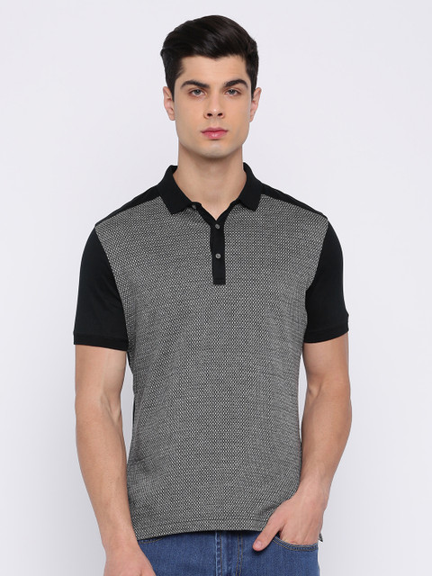 

Blackberrys Black Printed Slim Fit Polo T-shirt