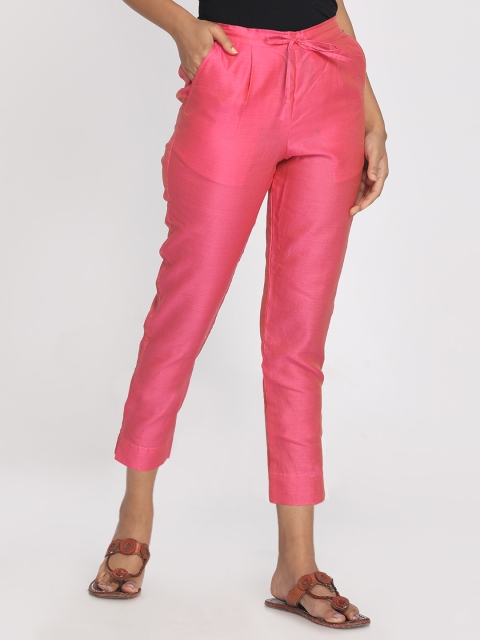 

Nakshi Women Pink Straight Fit Solid Regular Trousers