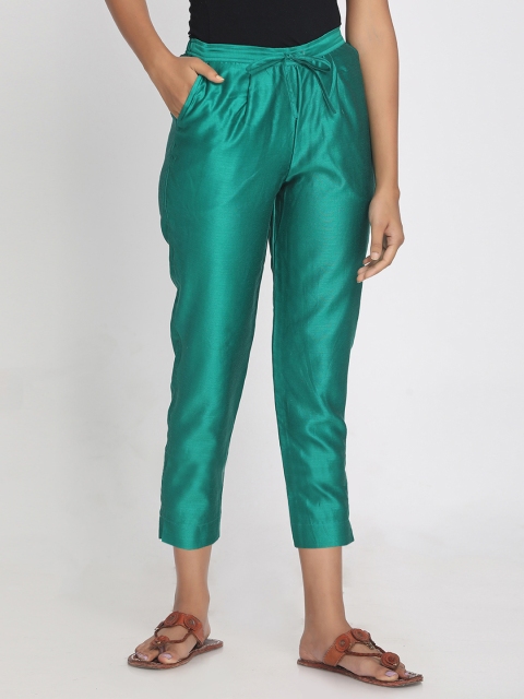 

Nakshi Women Green Straight Fit Solid Regular Trousers