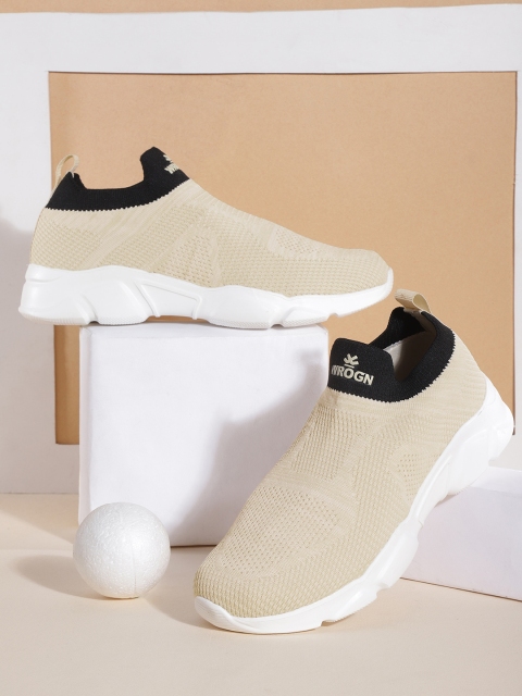 

WROGN Men Beige Woven Design Sneakers