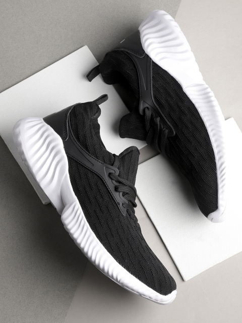 

WROGN Men Black Self Design Sneakers