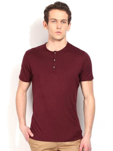 

Blackberrys Maroon Skinny Fit Henley T-shirt