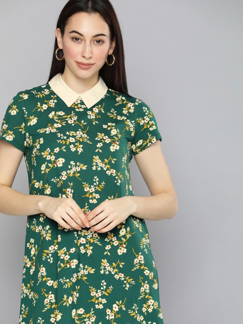

Chemistry Women Green Printed A-Line Dress