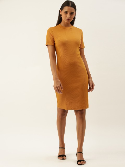 

Chemistry Mustard Yellow Solid Bodycon Dress
