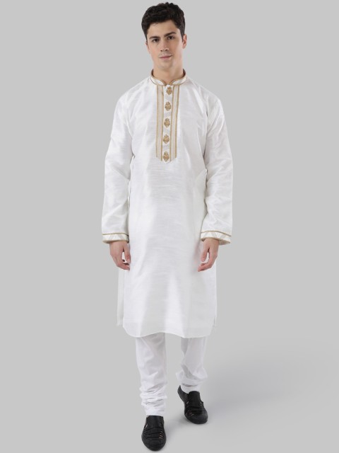 

Ethnix by Raymond Men White Yoke Design Straight Kurta