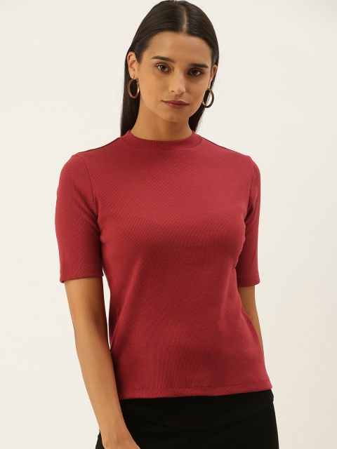 

Chemistry Women Maroon Solid T-shirt