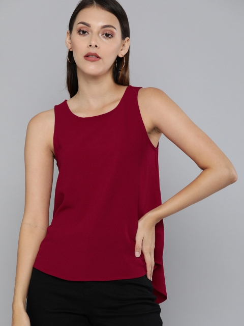 

Chemistry Women Maroon Solid High-Low Top