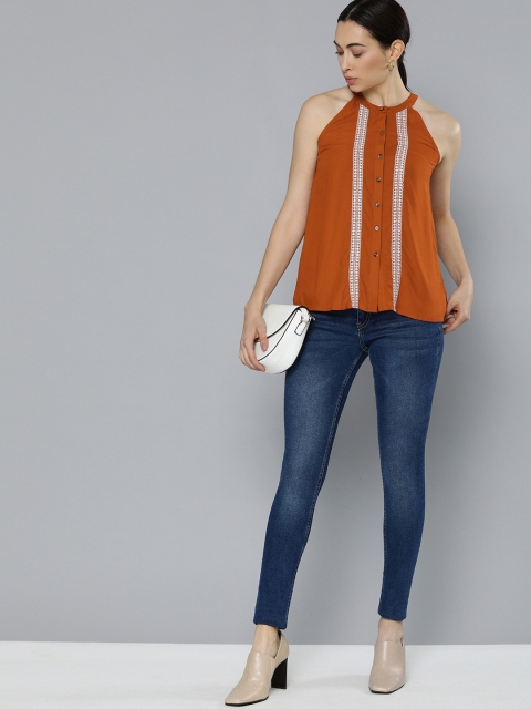 

Chemistry Rust Orange Striped Regular Top