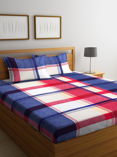 

NEUDIS Blue & White Striped 180 TC Cotton 1 King Bedsheet With 2 Pillow Covers