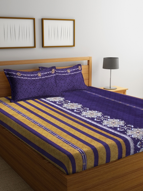 

NEUDIS Purple Floral Printed 180 TC Cotton 1 Double King Bedsheet With 2 Pillow Covers