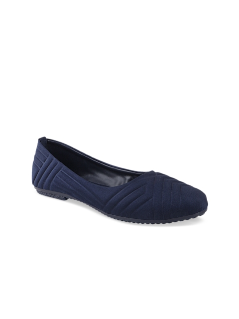 

Shoetopia Women Navy Blue Striped Mesh Ballerinas