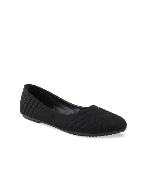 

Shoetopia Women Black Striped Mesh Ballerinas