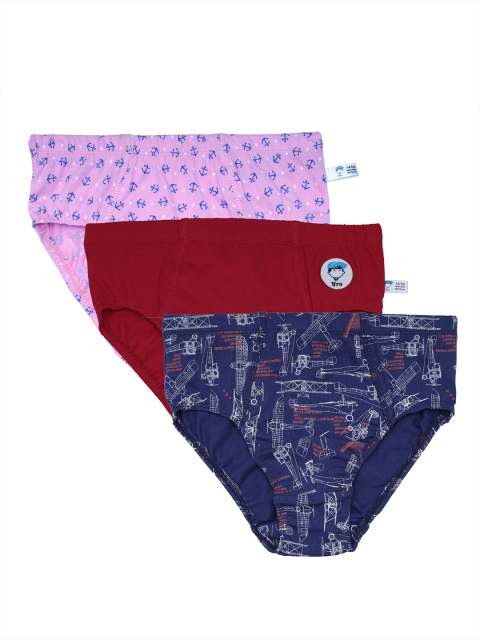 

DChica Boys Pack Of 3 Printed Basic Briefs DCBFNV6405/7-8, Navy blue