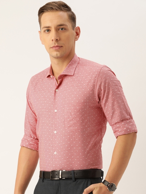 

Peter England Men Red Slim Fit Self Design Formal Shirt