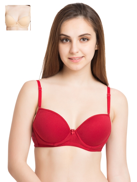 

Tweens Pack of 2 Demi-Cup T-shirt Bras TW-2601, Red