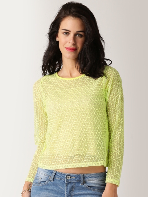 

All About You Neon Green Lace Crop Top, Fluorescent green
