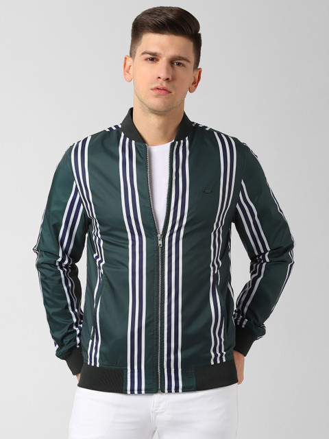 

Peter England Casuals Men Green Striped Bomber