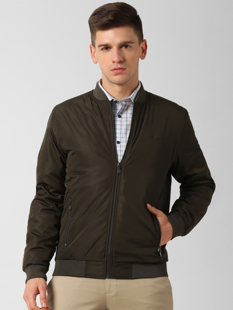 

Peter England Casuals Men Olive Green Checked Bomber