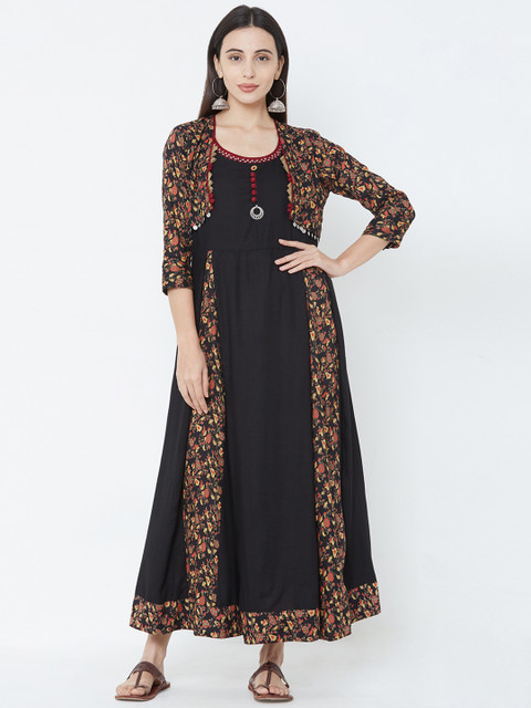 

FASHOR Women Black Printed Maxi Dress