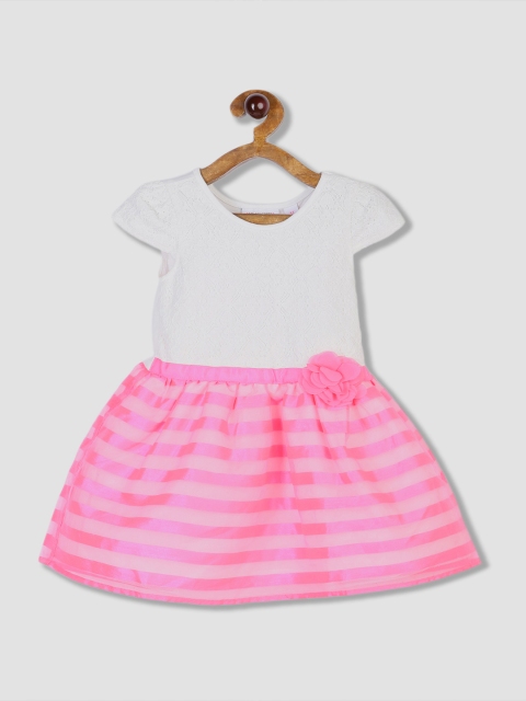 

The Childrens Place Girls White Striped Fit and Flare Dress
