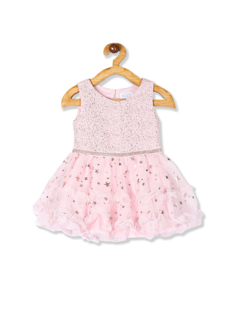 

The Childrens Place Girls Pink Printed Fit and Flare Dress