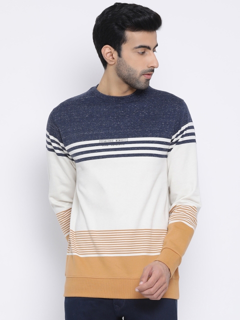 

Richlook Men Navy Blue & White Colourblocked Sweatshirt