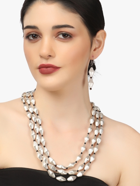 

Adwitiya Collection Silver-Plated Oxidised Jewellery Set