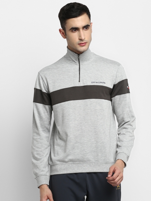 

OFF LIMITS Men Grey Melange Colourblocked Lightweight Sporty Jacket