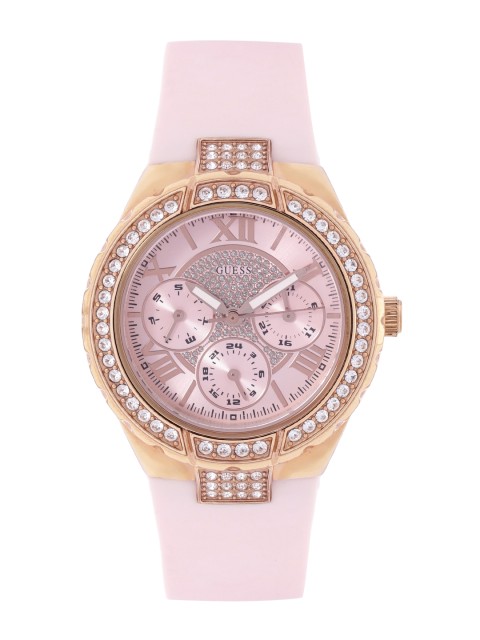 

GUESS Women Pink Embellished Dial & Pink Strap Analogue Watch W0300L3