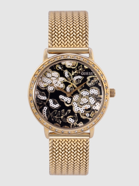 

GUESS Women Black & White Floral Textured Analogue Watch W0822L2