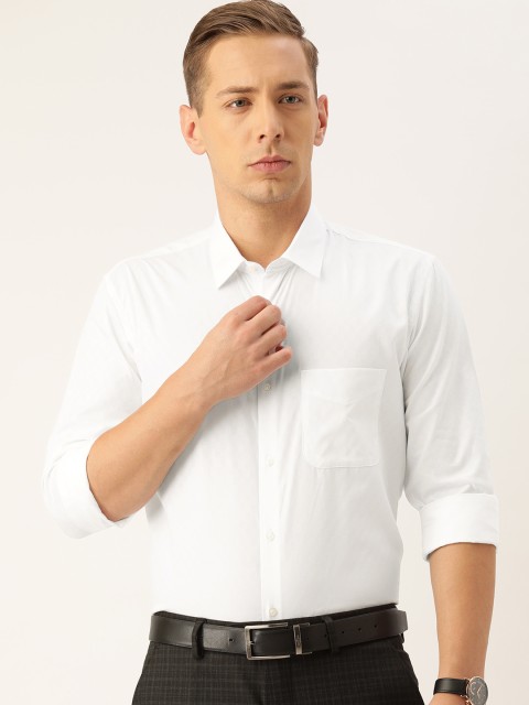 

Peter England Men White Slim Fit Self Design Formal Shirt