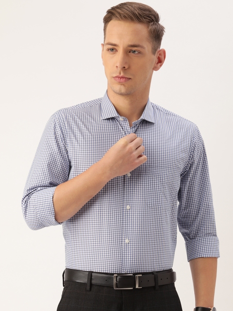 

Peter England Men Blue & White Nuvo Fit Checked Formal Shirt