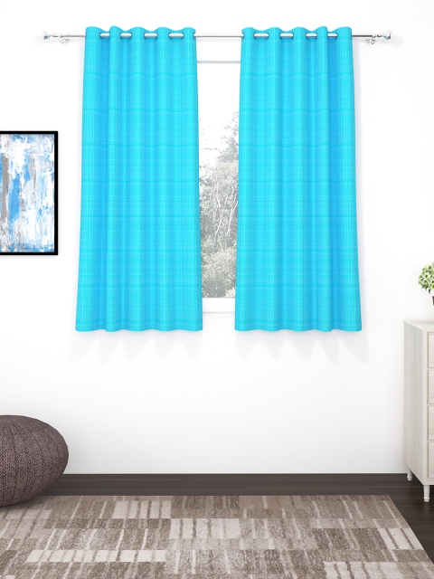 

Bedspun Set Of 2 Turquoise Blue Polyetser Eyelet Ringtop Window Curtains