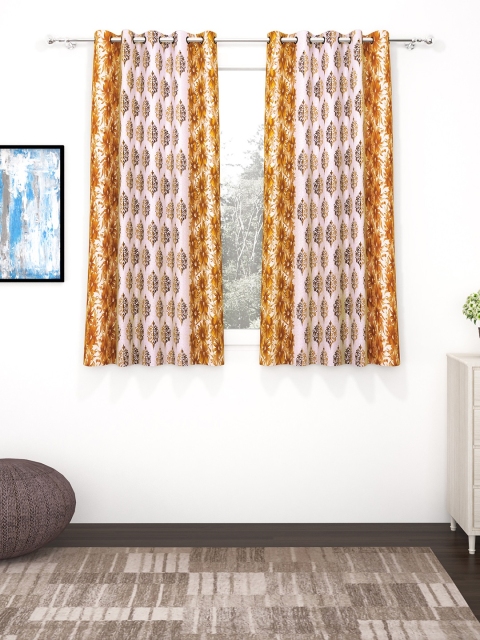 

Bedspun Set Of 2 Beige & Brown Printed Window Curtains